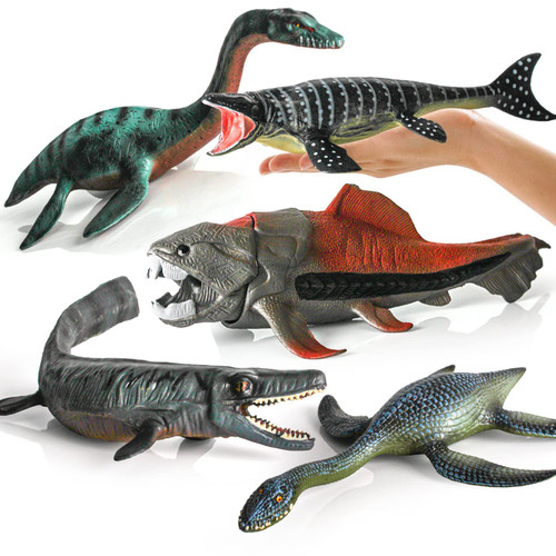 5PCS Figurines Replica of Mosasaurus Plesiosaur Dinosaur Figures Large Ocean Life Toys Playset Prehistoric Sea Creatures Toys Collection Sea Animals for Toddler Boys Kids