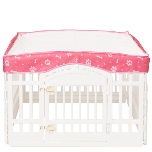 Dog Playpen Mesh Top Cover for 36" Inch Pet Playpen with 4 Panels,[ Note: Playpen Not Included] Dog Crate Cover Pet Tent Puppy Play Pen Cover, Ideal for Indoor/Outdoor Use. (Pink)