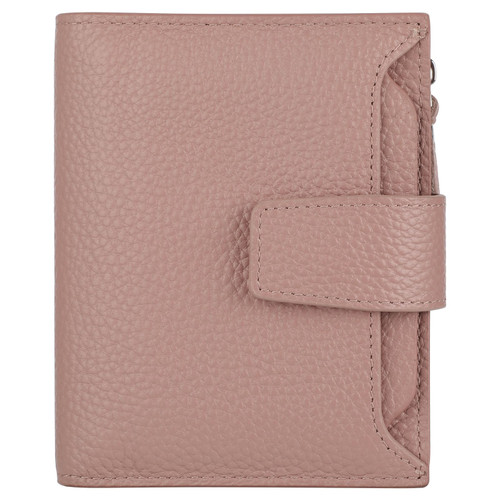 Lavemi Small Compact Women Wallet RFID Blocking Genuine Leather Bifold Purse with ID Windows(Pebbled Dark Pink)