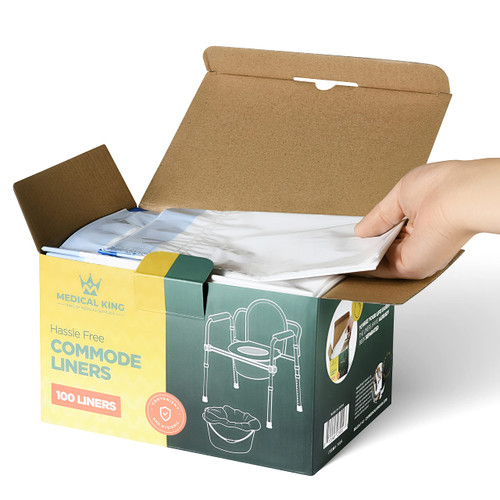 Commode Liners 100-Pack Bedside Commode Liners Portable Toilet Bags - Commode Liners for Adult Commode Chairs, Camp Toilet, Bucket - Leakproof, Hygienic Closure - Universal Fit, 20.5x15" Commode Liners 100-Pack Bedside Commode Liners Portable Toilet Bags - Commode Liners for Adult Commode Chairs, Camp Toilet, Bucket - Leakproof, Hygienic Closure - Universal Fit, 20.5x15"