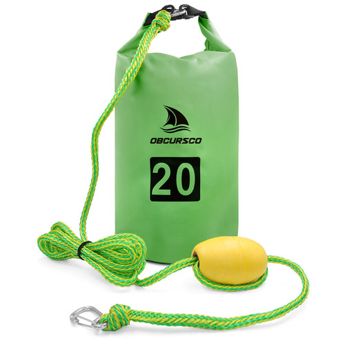 Obcursco 20L Jet Ski Anchor Kit PWC Anchor 2 in 1 Sand Bag Anchor for Float with Adjustable Buoy, PWC Sandbag Anchor for Jetski, Kayak, Seadoo, Paddle Board, Waverunner, Watercraft, Swim Mat (Green)