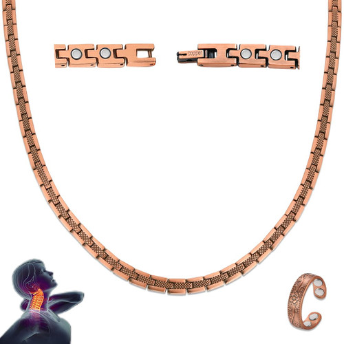 Vicmag Copper Magnetic Necklace for Women Men - Ultra Strength Magnets-99.9% Solid Pure Copper Ring Necklace for Neck Gift