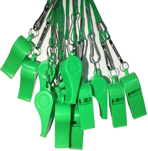 DYBADYSA 20 Pcs Green Plastic Loud Whistles with Lanyard for Referee Coaches Basketball Football Sports Training Game Event Lifeguard Survival Emergency Fun School Kids Tool Set Suppliers