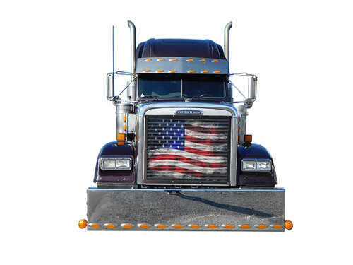 Old Glory Bug Screen for Freightliner CLassic by GrilleAdz® (Mesh Bug Screen with Snap Install Kit)