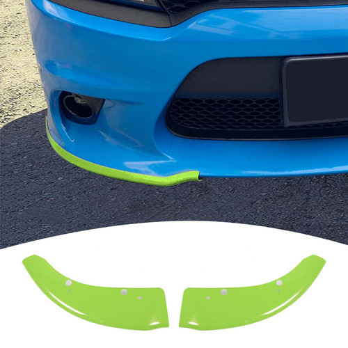 PDKLIN for Charger Front Bumper Lip Splitter Protector Cover Trim for 2015-2023 Dodge Charger Green Exterior Accessories 2pcs, Not for SXT/Widebody