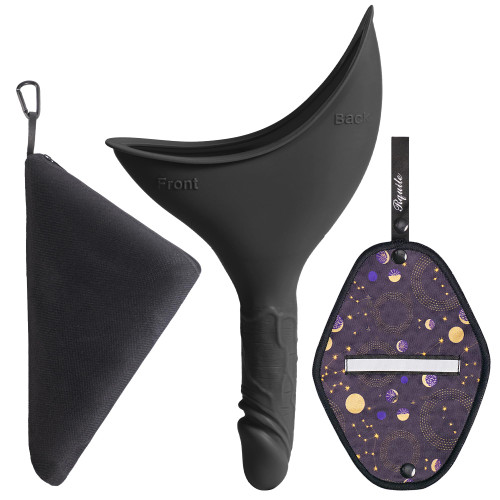 Rquite Female Urinal Pee Cloth Set, Portable Urinal for Women, Reusable Pee Funnel & Rag, Silicone Female Urination Device with Discreet Storage Bag, She Pee Cup for Women Stand to Pee, Funny Gag Gift