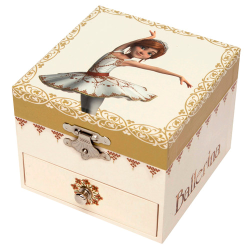 Trousselier - Ballerina. le Film - Musical Jewellery Box - Ideal Gift for Girls - Glow in the Dark - Swan Lake Music - Ivory Colour