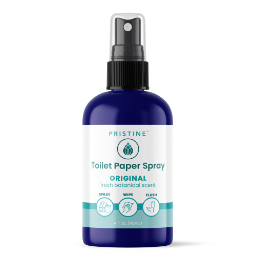 PRISTINE Toilet Paper Spray - As Seen on Shark Tank, More Natural Personal Cleansing Wipes & Flushable Wet Wipes Alternative, Spray Toilet Paper to Create Flushable Wipe, Original, 4 fl oz