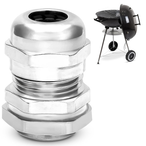 BBQ Temperature Probe Port with Heat Resistant Silicone Seal — 0.78" Outer & 0.48" Inner Diameter — Easy to Install Universal Nickel-Plated Brass Smoker Temperature Probe Port | No Smoke Escaping