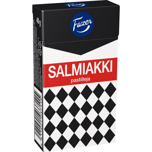 20 Boxes x 40g of Fazer Salmiakki - Original - Finnish - Salty Liquorice - Licorice - Salmiak - Salmiac - Pastilles - Dragees - Drops - Candies - Sweets