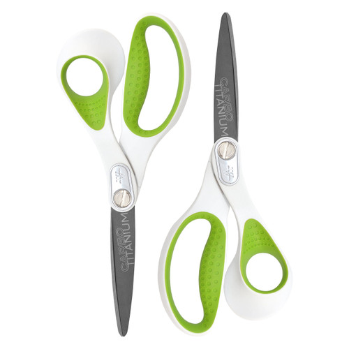 Westcott 16926 8-Inch Heavy-Duty CarboTitanium Scissors For Office and Home, Green/White, 2 Pack