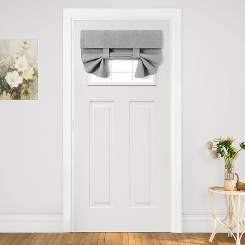 HOMEIDEAS Blackout Linen French Door Curtains, Privacy Small Door Window Curtains, 26 X 20 Inch Shades for Front Window, Thermal Insulated Covering with Tie Up, Light Grey, 1 Panel HOMEIDEAS Blackout Linen French Door Curtains, Privacy Small Door Window Curtains, 26 X 20 Inch Shades for Front Window, Thermal Insulated Covering with Tie Up, Light Grey, 1 Panel
