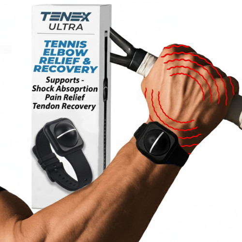 Ultra Tennis Elbow Shock Absorber by TENEX for Men and Women, Wrist-Worn Non-Compression Golfers Elbow Brace and Tendonitis Relief Band, Waterproof, Support for Sports like Pickleball, Work, and Daily Recovery