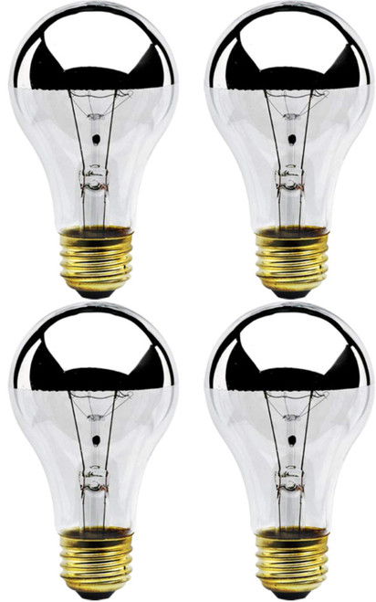 GoodBulb 60-Watt Incandescent Half Chrome Bulb A19 Shape, E26 Medium Base, 120 Volt, 2700K Warm White Color (Pack of 4 Bulbs)
