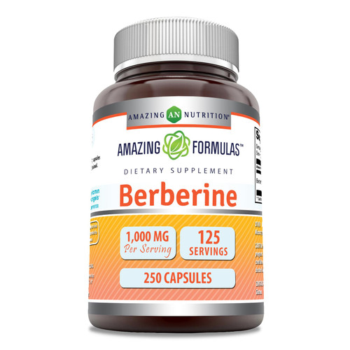 Amazing Formulas Berberine 1000mg Per Serving 250 Capsules Supplement | Non GMO | Gluten Free | Made in USA- Proudly Made in The USA with Guaranteed Purity & Potency