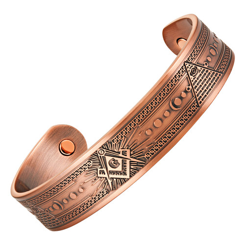 MasonicMan Masonic Men's Pure Copper Adjustable Bracelet Bangle (Copper)