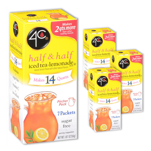 4C Powder Drink Mix, Sugar Free Pitcher Packs, Refreshing Water Flavorings, Makes 2 Quarts Each Packet (Lemonade, 7 Count (Pack of 3))