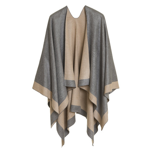 Women's Shawl Wrap Poncho Ruana Cape Cardigan Sweater Open Front for Travel Flight Cruises (PC01-4L)