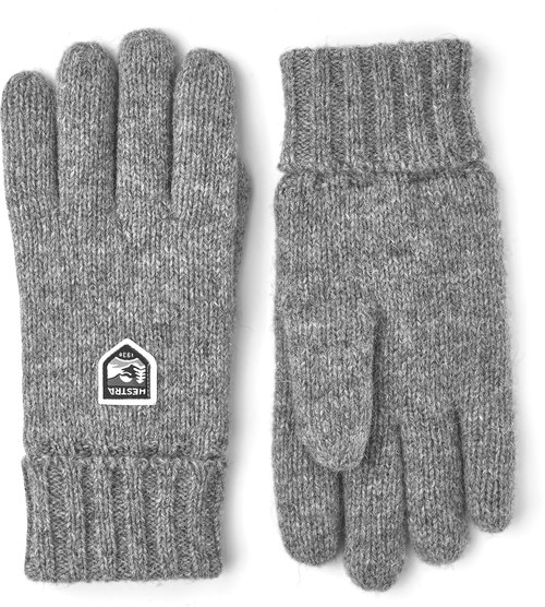 Hestra Unisex Basic Wool 5-Finger Glove, Winter Weather Insulated Wool Gloves for Outdoor Everyday, Hiking for Men & Women - Grey - 6