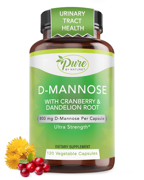 Pure by Nature D-Mannose with Cranberry and Dandelion Root, 120 Count