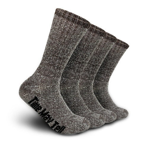 Time May Tell Mens Merino Wool Hiking Cushion Socks Thermal Warm Crew Winter Boot Socks Pack (Brown(2 pairs), US Size 9-13)