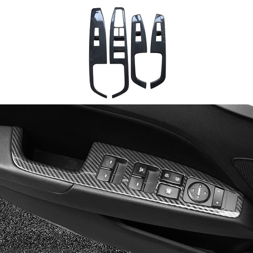 ruihe 4pc Carbon Fiber Color Automobile Door Window Control Panel Cover Trim Fit for Hyundai Elantra 2017 2018 2019 2020 North American Version Rear Door has seat Heating