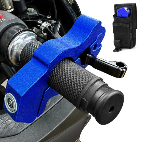 Blue Heavy Duty Motorcycle Brake Lock - Anti Theft Handlebar Lock for Dirt Bike, Moped, Scooter, ATV Accessories