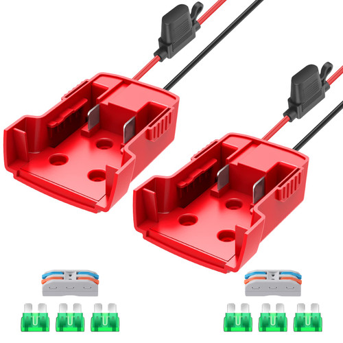 2 Packs Power Wheel Adapter for Milwaukee M18 Battery Adapter 18V Power Wheel Battery Converter with Fuses & Wire Terminals, 12AWG Wire, Power Connector for DIY Rc Car Toys, Robotics and Rc Truck