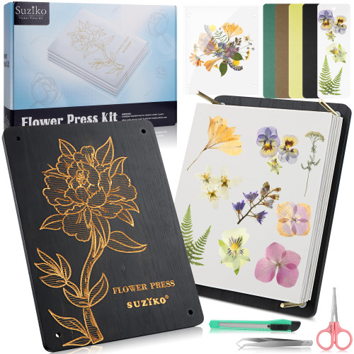 Suziko Large Flower Press Kit 11.8 x 8.7 inch 6 Layers with Photo Frame and Book Marks,Plant Pressing Kit for Adults Measures, Fast Making Pressed Plant, Great Gift for Your Lover