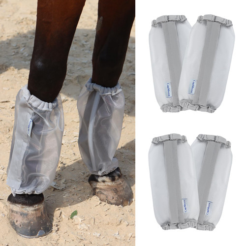 CareMaster Universal Size Horse Leggings Fine Mesh Horse Fly Boots Greatly Reduce Stomping Breathable Horse Boots Leg Wraps (Set of 4) Silver