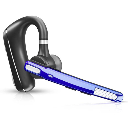 MQQC Bluetooth Headset V5.0, Wireless Bluetooth Earpiece 24Hrs HD Calling,CVC8.0 Dual Mic Noise Cancelling, Hands-Free Bluetooth Earphone for Driving/Business/Office (Blue)