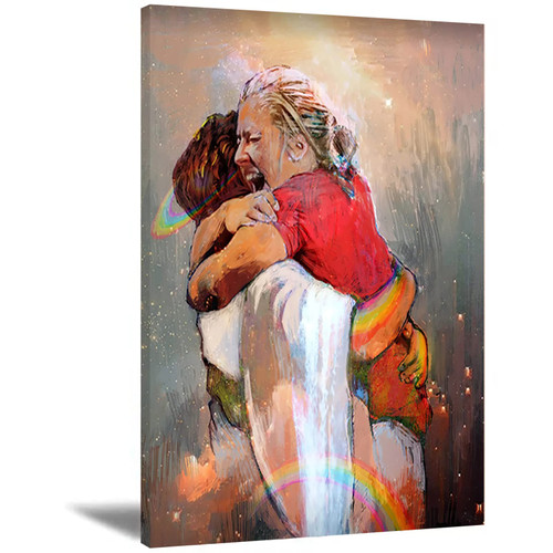 The First Day In Heaven Prints Girl Embracing & Hugging Jesus Wall Art Canvas Posters I Held Him Would Not Let Him Go Jesus Christ Poster Pictures First Day In Heaven Prayer For Healing Christian