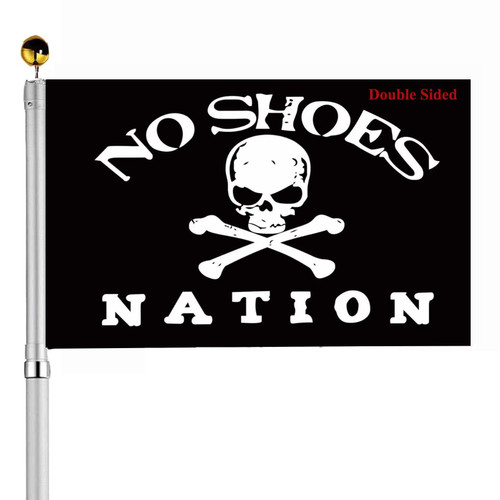 No Shoes Nation Pirate Flag 3x5 Outdoor Double Sided- No Shoes Flags 3 Ply Heavy Duty Fade Resistant for Outside Boat