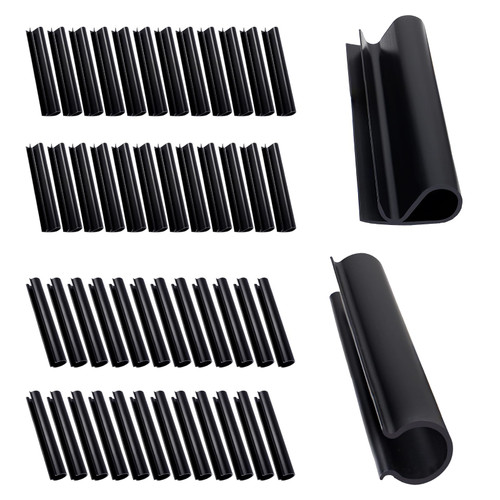 48 Pack 2 Shapes Winter Pool Cover Clips - Double Protection Pool Closing Kit for Above Ground, 4.7" Clamps for Steel Wall Swimming Pools, Black