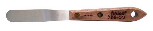 Albion Engineering Company 258-3S Classic Spatula, Stainless Steel, Hardwood Handle, 5/8" Wide Tip x 3" Long Blade
