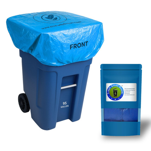 trash smell buster Trash Can Cover Odor Eliminating Bag with Elastic Rubber Band Lemon Scented Durable Chemical Free 95 Gallon 3 Pack