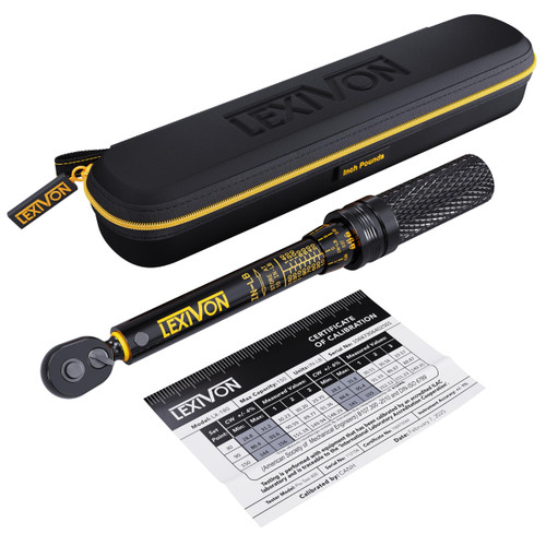 LEXIVON Inch Pound Torque Wrench 1/4-Inch Dr. | 72-Tooth Gear Dual-Direction Click Type | Micro-Adjustment 10~150 in-lb (1.1~16.9 Nm) | Zippered Protective Case (LX-180)