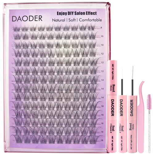 DAODER Clear Band Lash Clusters Kit Wispy Eyelashes Cluster Lashes Natural 8-18MM Cluster Eyelash Extensions Kit D Curl Individual Lashes Kit With Lash Bond and Seal (8-18MM Natural Kit) DAODER Clear Band Lash Clusters Kit Wispy Eyelashes Cluster Lashes Natural 8-18MM Cluster Eyelash Extensions Kit D Curl Individual Lashes Kit With Lash Bond and Seal (8-18MM Natural Kit)