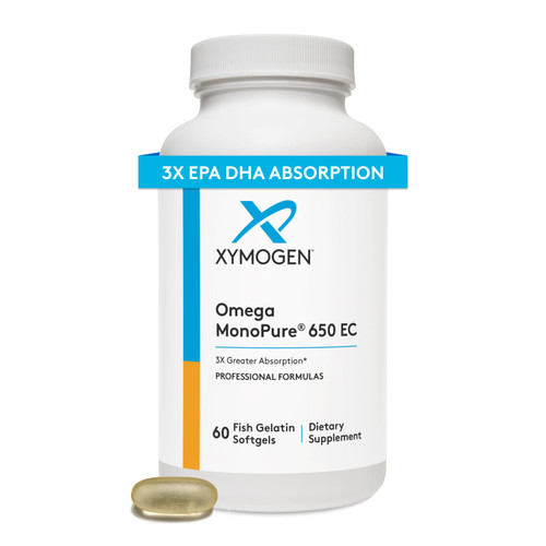XYMOGEN Omega MonoPure 650 EC - Omega-3 Fish Oil Supplements for Women & Men - with EPA, DHA & DPA - Smaller Softgels with 3X Greater Absorption - Support a Healthy Heart & Cognition (60 Softgels)