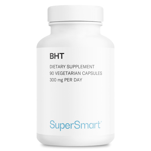 Supersmart - BHT Supplement 300mg per Day - Butylated Hydroxytoluene | Non-GMO & Gluten Free - 90 Vegetarian Capsules