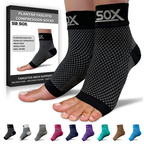 SB SOX Plantar Fasciitis Relief Socks – Ankle Brace Compression Sleeve – Arch Support for Foot Pain, Swelling, Heel Spurs – Foot Brace for Achilles Tendonitis Relief, Injury Recovery (Black, X-Large) SB SOX Plantar Fasciitis Relief Socks – Ankle Brace Compression Sleeve – Arch Support for Foot Pain, Swelling, Heel Spurs – Foot Brace for Achilles Tendonitis Relief, Injury Recovery (Black, X-Large)