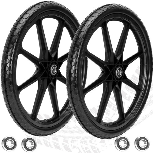 Upgraded 20" Flat Free Wheels Compatible with rubbermaid Wheelbarrow Tires, 20" Flat Free Tires with 5/8" and 3/4" Bearings Replacement for rubbermaid Cart Wheels/Big Wheel Utility Carts