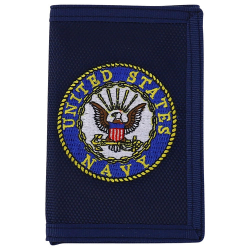 Armycrew Military Theme Embroidered Trifold Wallet (Navy, One Size)