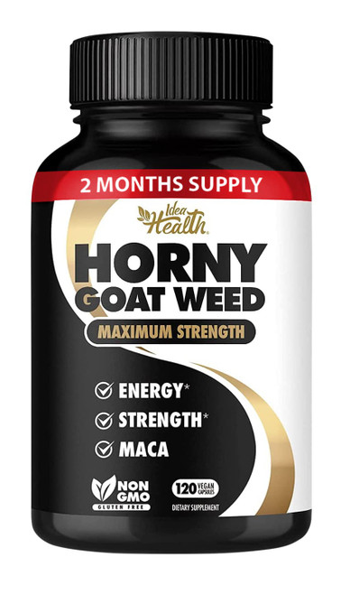 Horny Goat Weed 1275 mg MAX STRENGTH w/Maca (2 Month Supply) - Energy & Performance Complex for Men and Women | 120 Vegan Capsules