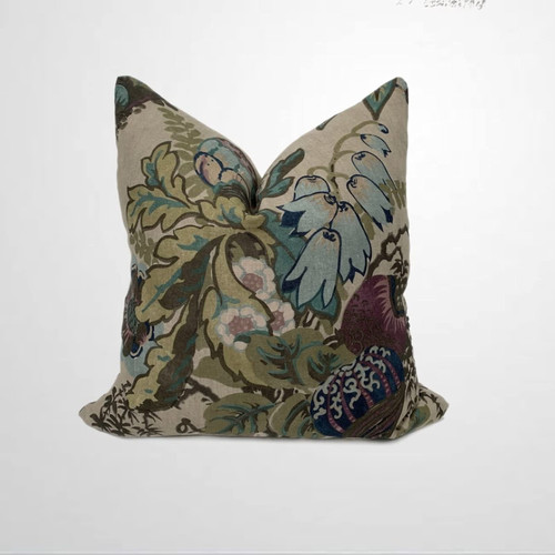 ArogGeld Fairbanks Savoy Plum Cushion Cover Chinoiserie Pillow Cover Double Side Farmhouse Accent Pillow Home Decorative Toss Pillow for Living Room Sofa Housewarming Birthday Gift Linen 18Inch