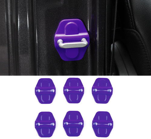 Voodonala for JL Door Lock Cover Buckle Decor Trim for 2018-2021 Jeep Wrangler JL JLU, for Jeep Gladiator JT 2020 2021, ABS Exterior Accessories, 6PAC，Purple