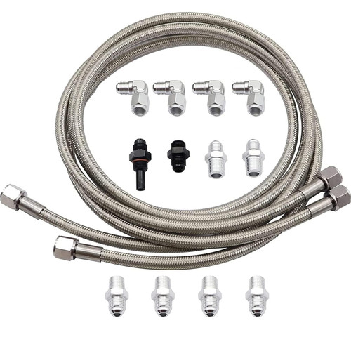 GXARTS 70" 6AN SS Braided Transmission Cooler Hose Lines for 700R4 4L60 4L60E 4L65E 4L80E Compatible with Ford C6/AOD & GM Chevy 1996 1997 1998 1999 2000 2001 2002 2003 2004 2005 2006 2007 2008-2021