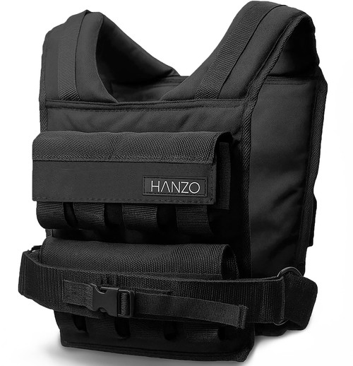 HANZO Weighted Vest for Men & Women 25lbs | 35lbs | 45lbs | 65lbs | Weight Vest With Removable Iron Weights, Adjustable Heavy Duty Weighted Workout Vest for Calisthenics & Fitness Training