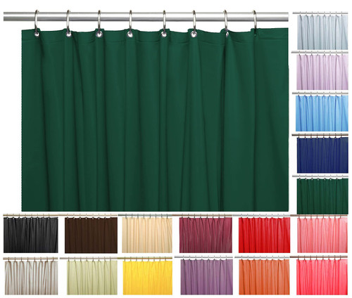 Venice Collections Elegant Heavy Duty Vinyl Shower Curtain Liner with 12 Metal Grommets Dark Green