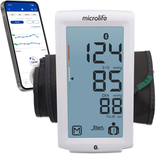 Microlife Series 800 Smart Upper Arm Blood Pressure Monitor for 2 Users, Wide Range Cuff Fits Standard to Large Adult Arms, Bluetooth Connect to Health App (iOS and Android Compatible)
